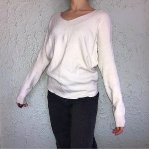 WINDSOR V-neck White Criss Cross Open Back Sweater